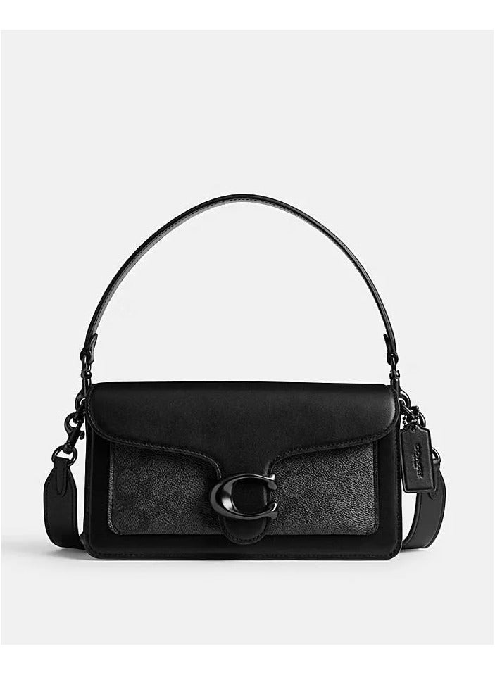 coachoutlet Coach Tabby Shoulder Bag 26 in Signature Canvas Black with Leather Trim – 91215 - Image 1